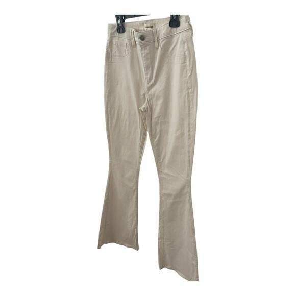 L'Agence Bootcut Pants Mid Rise Flare Leg Cotton Stretch 5-Pockets Ivory Size 25 - Picture 2 of 12